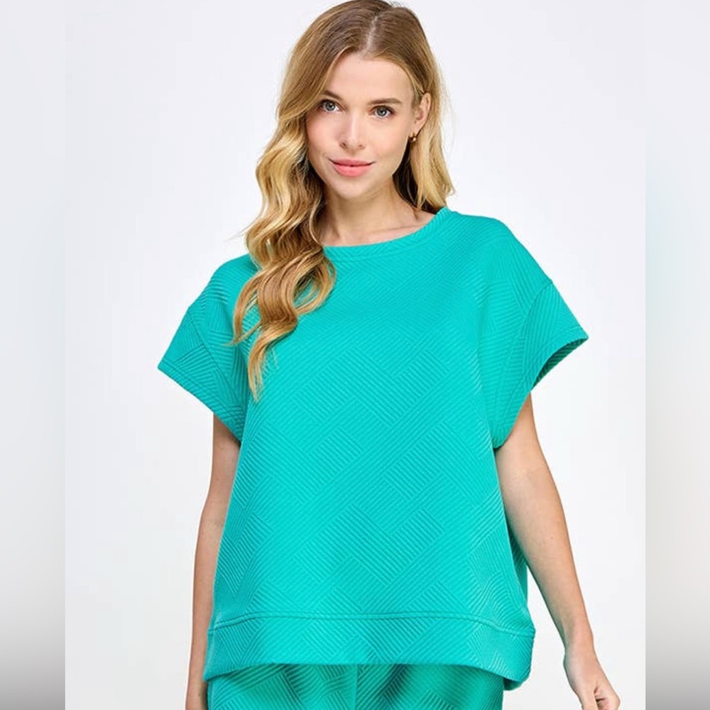 Vibrant Teal Short Sleeve Women's Top